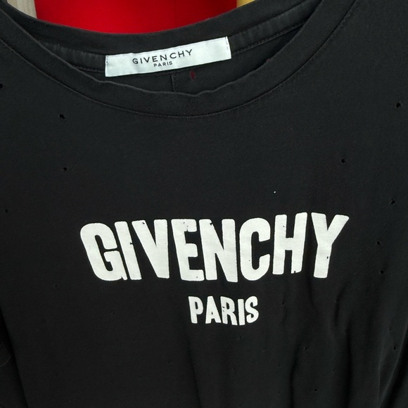 Givenchy Black Distressed Short Sleeve Tee - Picture 2 of 2